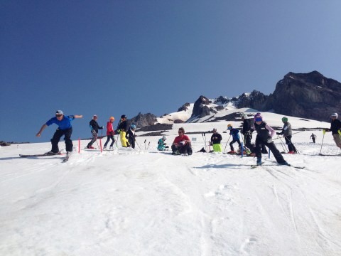 A little "friendly" competition in Mt Hood, Cody on the blue course and me on the red! 