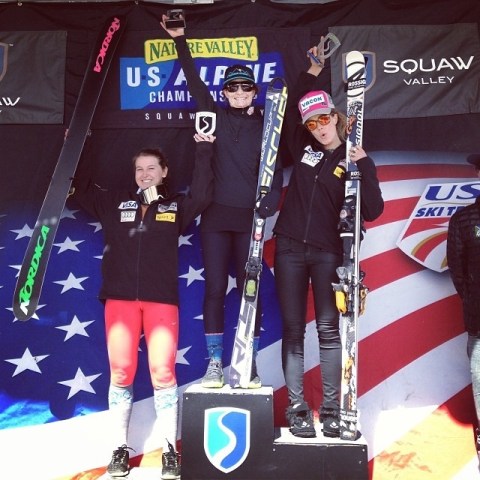 Back on top of the giant slalom podium, wahoo!  Photo Credit: Resi Stiegler