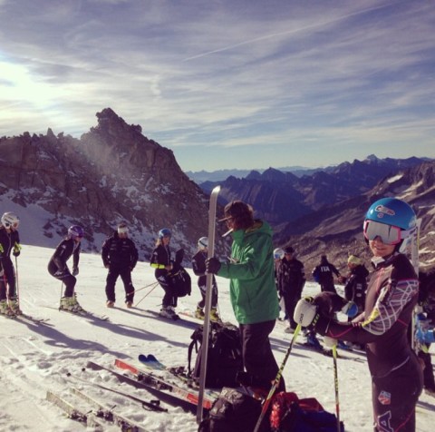 Getting ready to ski some GS with the Italian Team in Hintertux  