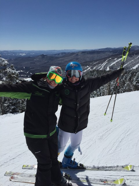 Chelsea Marshall and I ripping some turns in Stowe, VT! 