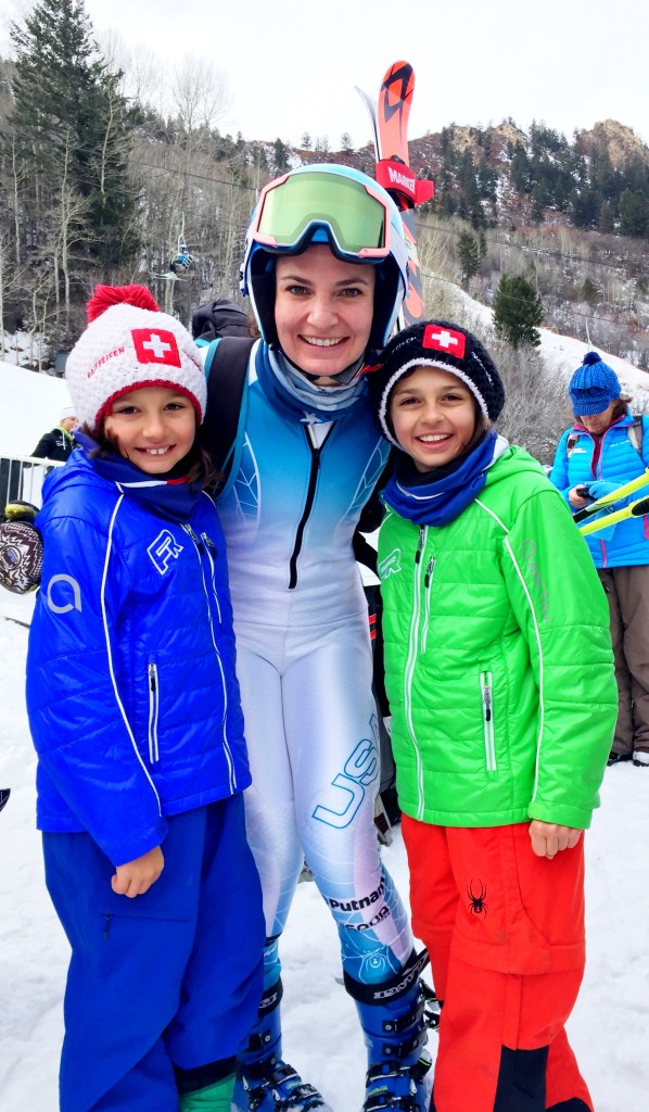 Little fans & friends cheering me on at the #aspenwinternational !!!