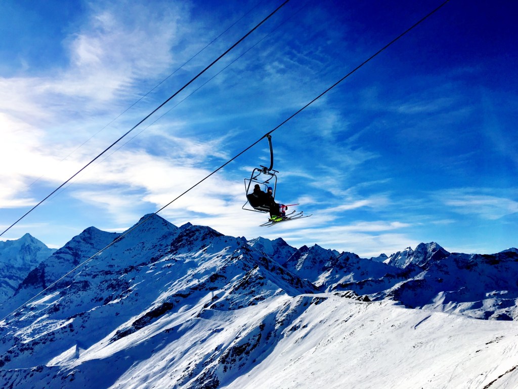 High above the Swiss Alps while training in Zinal, Switzerland